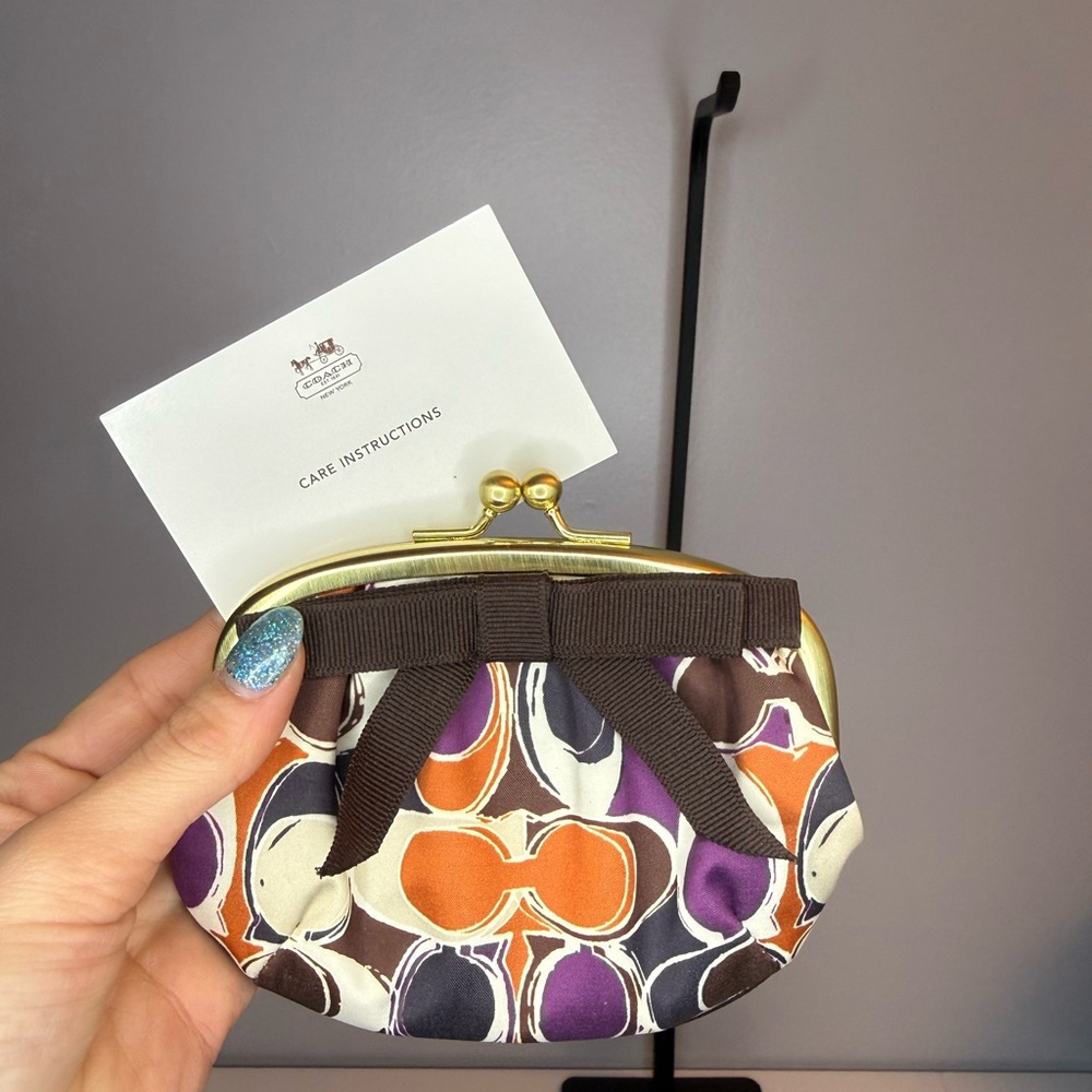 Coach Orange and Purple Patterned kisslock